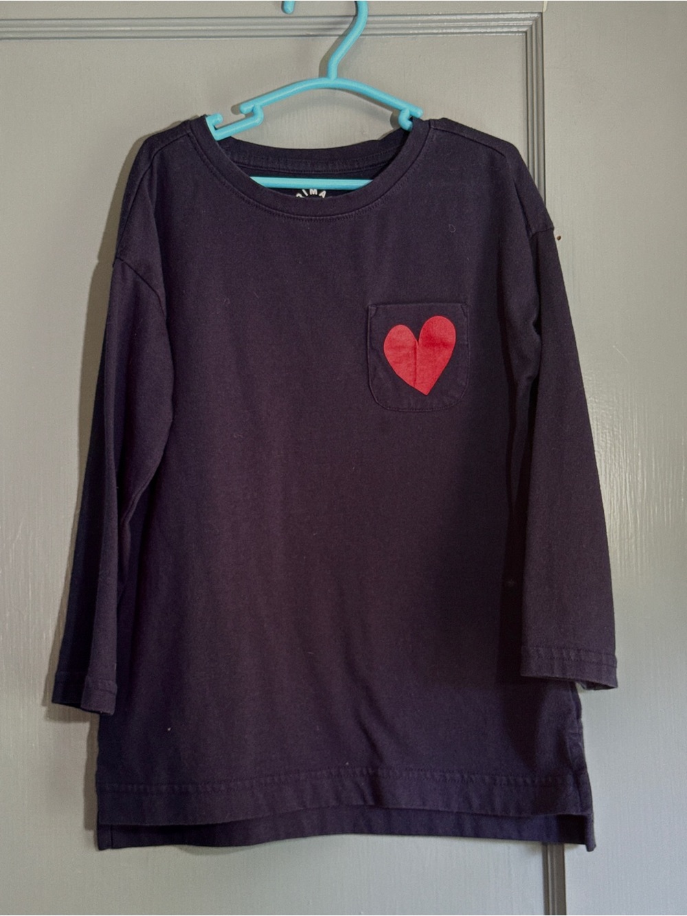 Primark Navy Long Sleeve Top with Red Heart Pocket